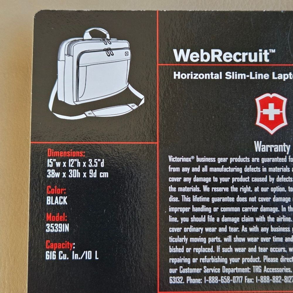 Swiss Army Business Gear Laptop Briefcase Web Recruit Victorinox Black NEW - Picture 5 of 16